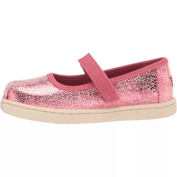 TOMS Silver Iridescent Glimmer Tiny Mary Jane Flat 10011521Dark Rose