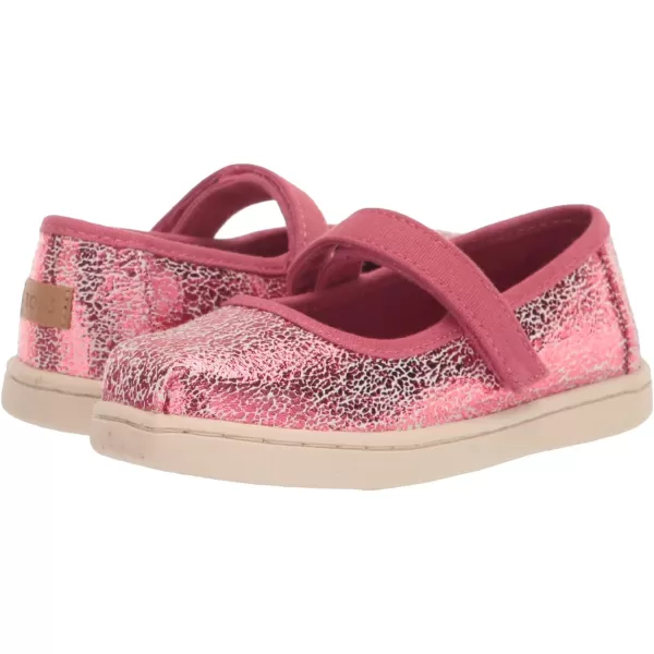 TOMS Silver Iridescent Glimmer Tiny Mary Jane Flat 10011521Dark Rose