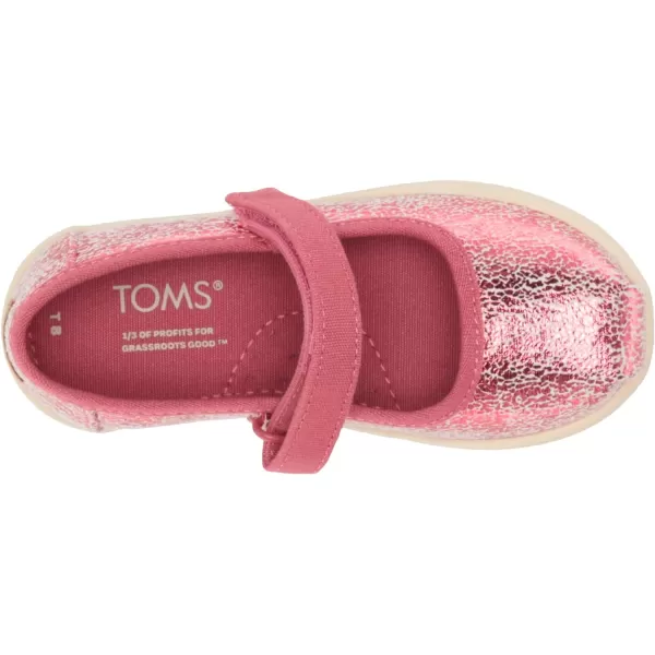 TOMS Silver Iridescent Glimmer Tiny Mary Jane Flat 10011521Dark Rose