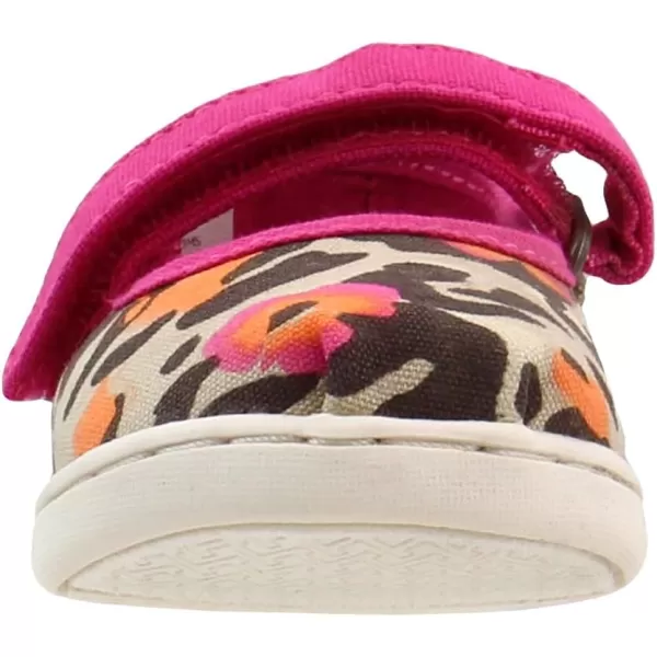 TOMS Silver Iridescent Glimmer Tiny Mary Jane Flat 10011521Fuchsia Floral Leopard