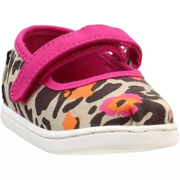 TOMS Silver Iridescent Glimmer Tiny Mary Jane Flat 10011521Fuchsia Floral Leopard