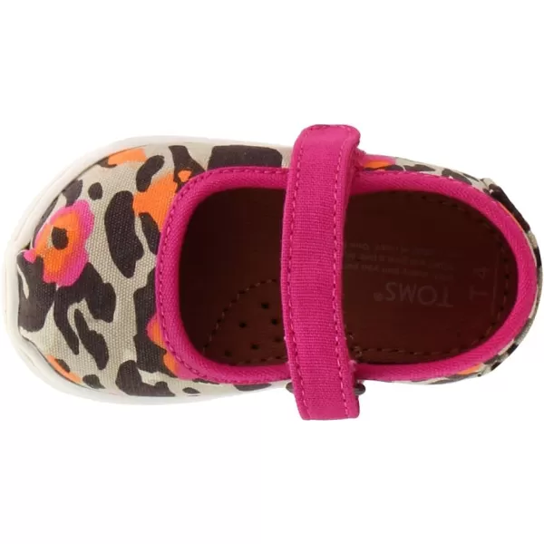 TOMS Silver Iridescent Glimmer Tiny Mary Jane Flat 10011521Fuchsia Floral Leopard