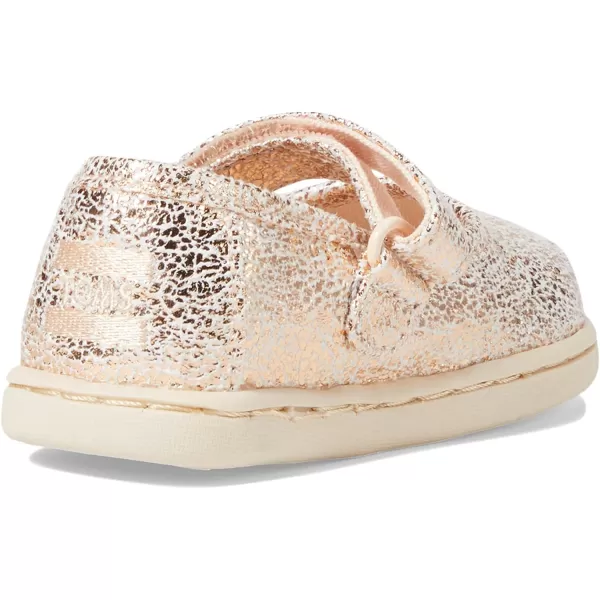 TOMS Silver Iridescent Glimmer Tiny Mary Jane Flat 10011521Gold Crackle Foil