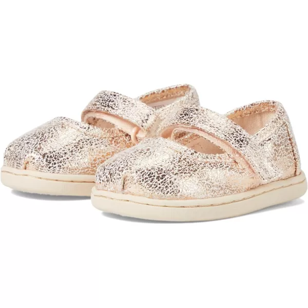 TOMS Silver Iridescent Glimmer Tiny Mary Jane Flat 10011521Gold Crackle Foil