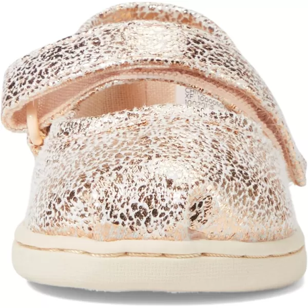 TOMS Silver Iridescent Glimmer Tiny Mary Jane Flat 10011521Gold Crackle Foil