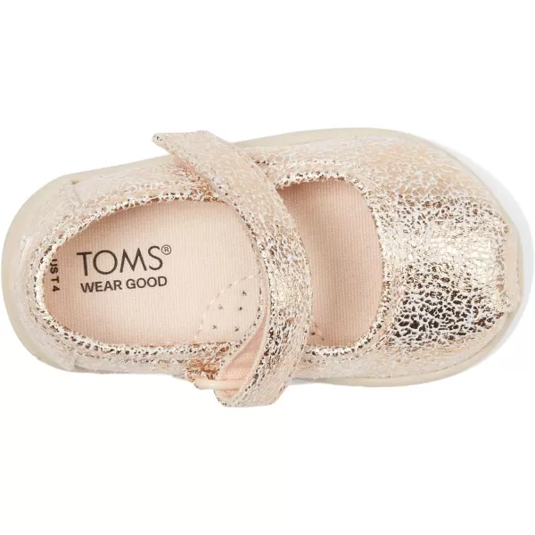 TOMS Silver Iridescent Glimmer Tiny Mary Jane Flat 10011521Gold Crackle Foil
