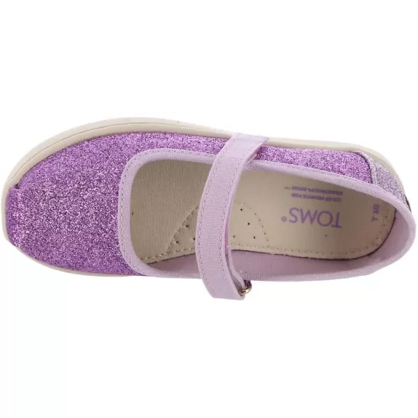TOMS Silver Iridescent Glimmer Tiny Mary Jane Flat 10011521Lilac Mauve Glimmer