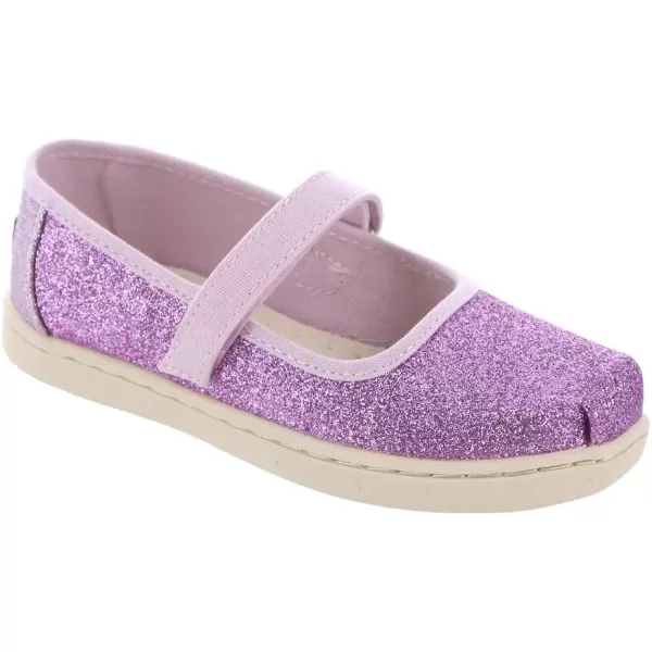 TOMS Silver Iridescent Glimmer Tiny Mary Jane Flat 10011521Lilac Mauve Glimmer