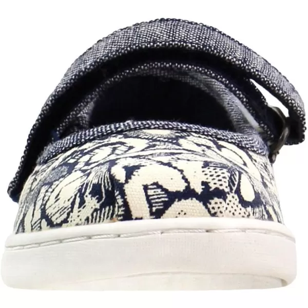 TOMS Silver Iridescent Glimmer Tiny Mary Jane Flat 10011521Navy