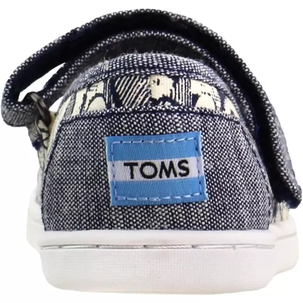 TOMS Silver Iridescent Glimmer Tiny Mary Jane Flat 10011521Navy