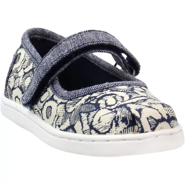TOMS Silver Iridescent Glimmer Tiny Mary Jane Flat 10011521Navy