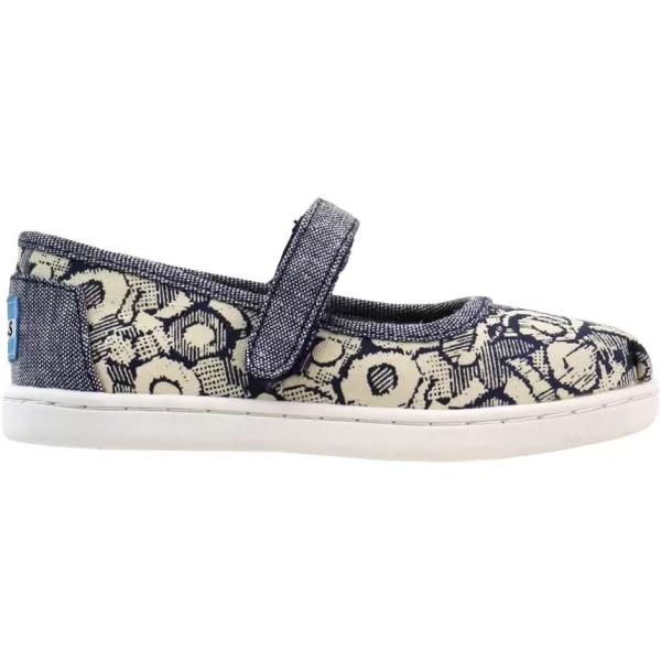 TOMS Silver Iridescent Glimmer Tiny Mary Jane Flat 10011521Navy