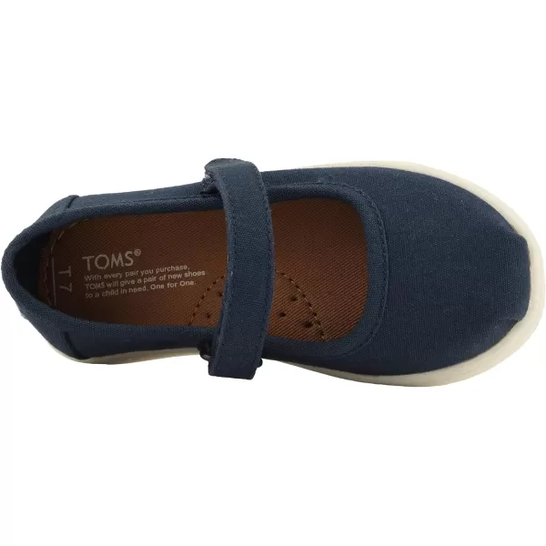 TOMS Silver Iridescent Glimmer Tiny Mary Jane Flat 10011521Navy Canvas