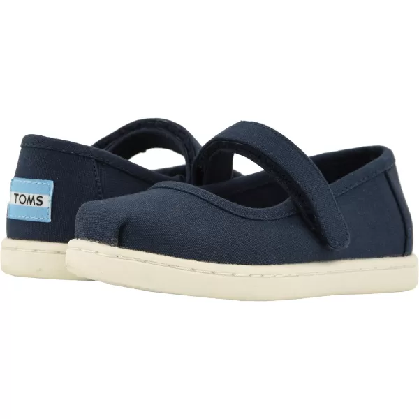 TOMS Silver Iridescent Glimmer Tiny Mary Jane Flat 10011521Navy Canvas