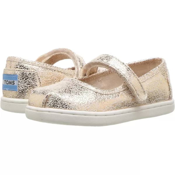 TOMS Silver Iridescent Glimmer Tiny Mary Jane Flat 10011521Rose Gold