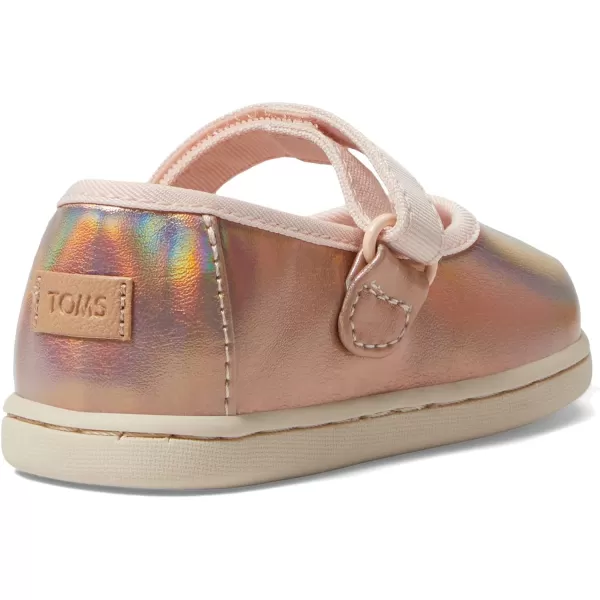 TOMS Silver Iridescent Glimmer Tiny Mary Jane Flat 10011521Rose Gold Metallic