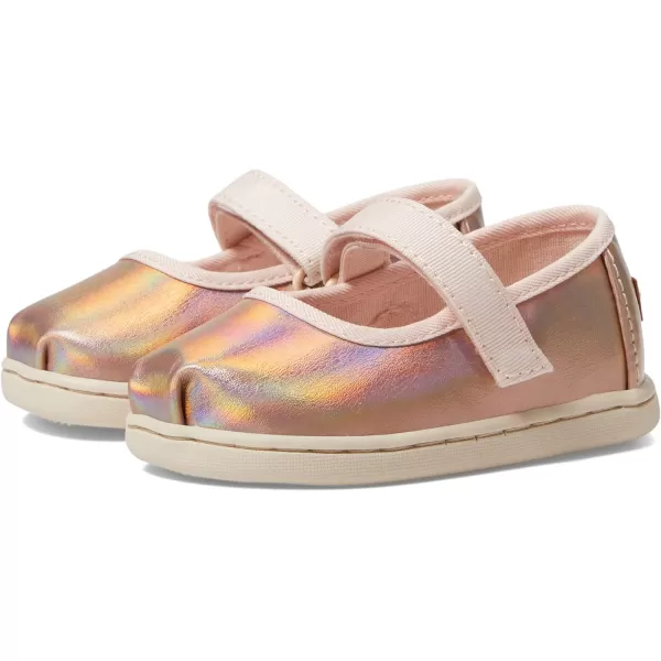 TOMS Silver Iridescent Glimmer Tiny Mary Jane Flat 10011521Rose Gold Metallic