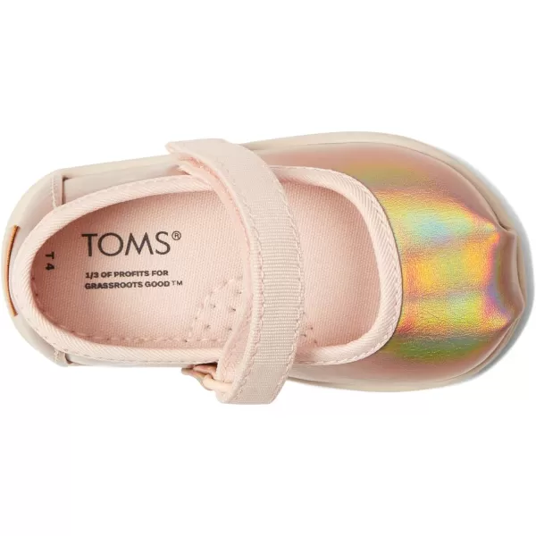 TOMS Silver Iridescent Glimmer Tiny Mary Jane Flat 10011521Rose Gold Metallic