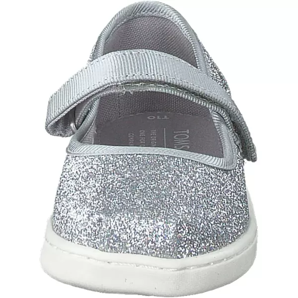 TOMS Silver Iridescent Glimmer Tiny Mary Jane Flat 10011521Silver Iridescent Glimmer