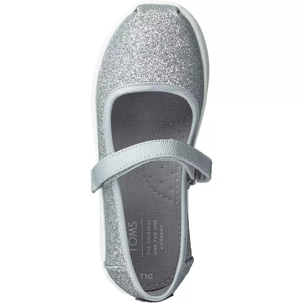 TOMS Silver Iridescent Glimmer Tiny Mary Jane Flat 10011521Silver Iridescent Glimmer