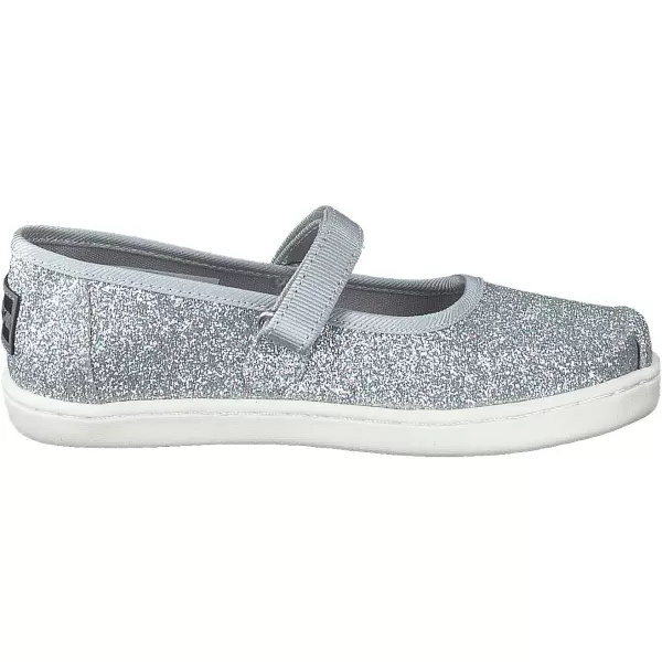 TOMS Silver Iridescent Glimmer Tiny Mary Jane Flat 10011521Silver Iridescent Glimmer