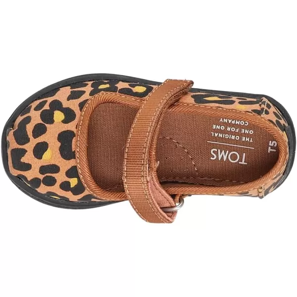 TOMS Silver Iridescent Glimmer Tiny Mary Jane Flat 10011521Toffee Cheepard Print
