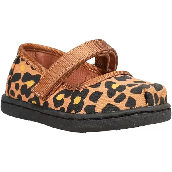 TOMS Silver Iridescent Glimmer Tiny Mary Jane Flat 10011521Toffee Cheepard Print