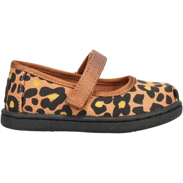TOMS Silver Iridescent Glimmer Tiny Mary Jane Flat 10011521Toffee Cheepard Print