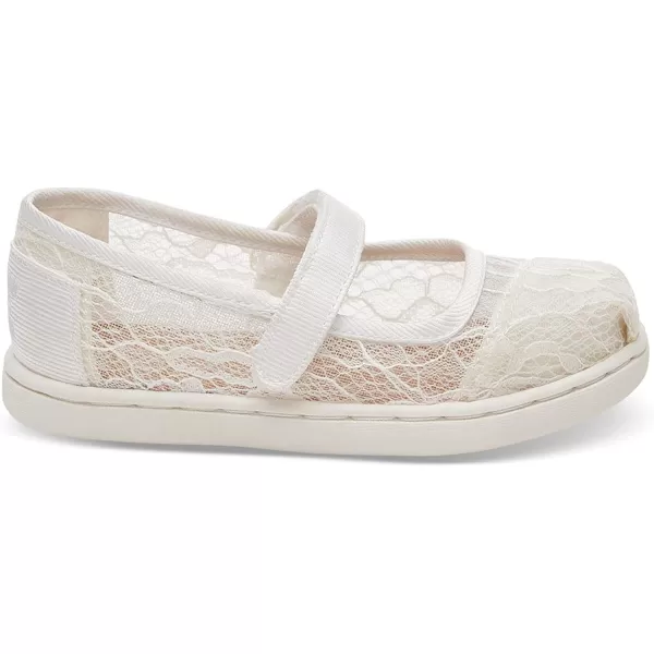 TOMS Silver Iridescent Glimmer Tiny Mary Jane Flat 10011521Whitepink