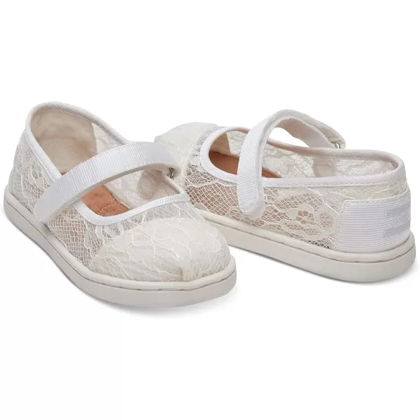 TOMS Silver Iridescent Glimmer Tiny Mary Jane Flat 10011521Whitepink