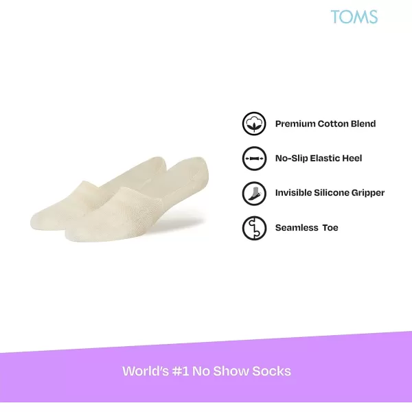 TOMS Ultimate No Show Socks NonSlip Low Cut Invisible Single PairOffwhite