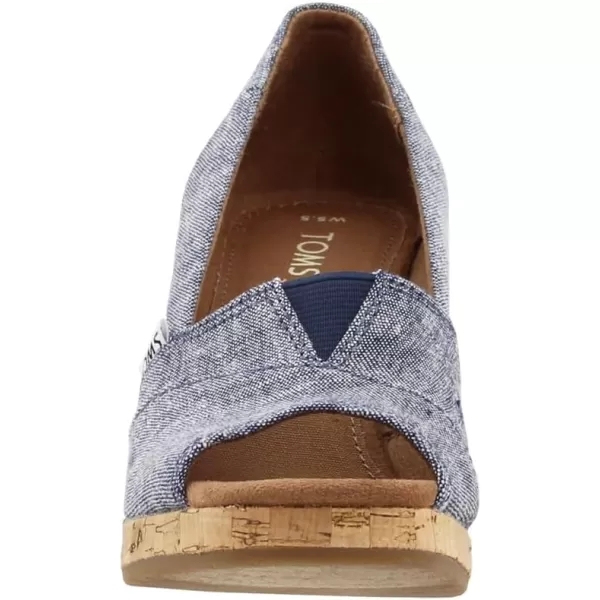 TOMS Womens Classic Espadrille Wedge SandalNavy Slub Chambray