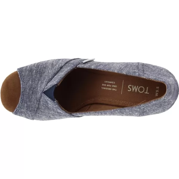 TOMS Womens Classic Espadrille Wedge SandalNavy Slub Chambray