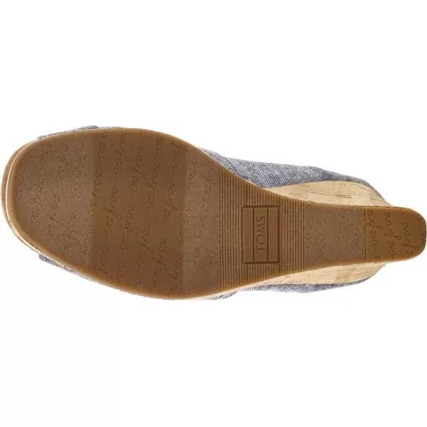 TOMS Womens Classic Espadrille Wedge SandalNavy Slub Chambray