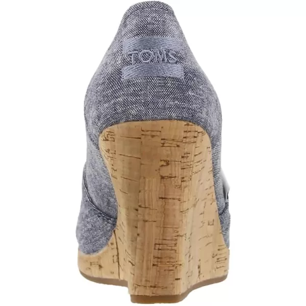 TOMS Womens Classic Espadrille Wedge SandalNavy Slub Chambray