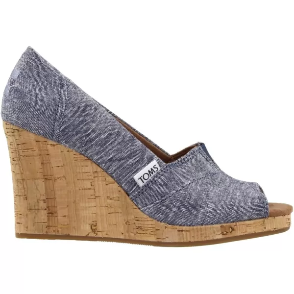 TOMS Womens Classic Espadrille Wedge SandalNavy Slub Chambray