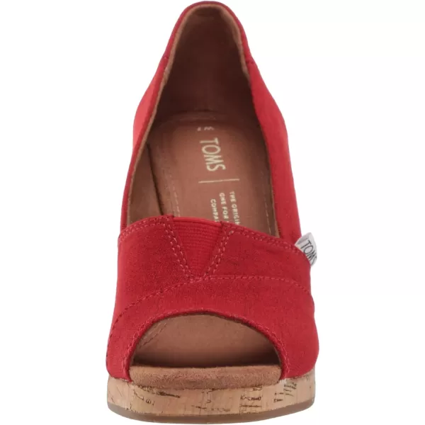 TOMS Womens Classic Espadrille Wedge SandalRed Crosshatch Jacquard