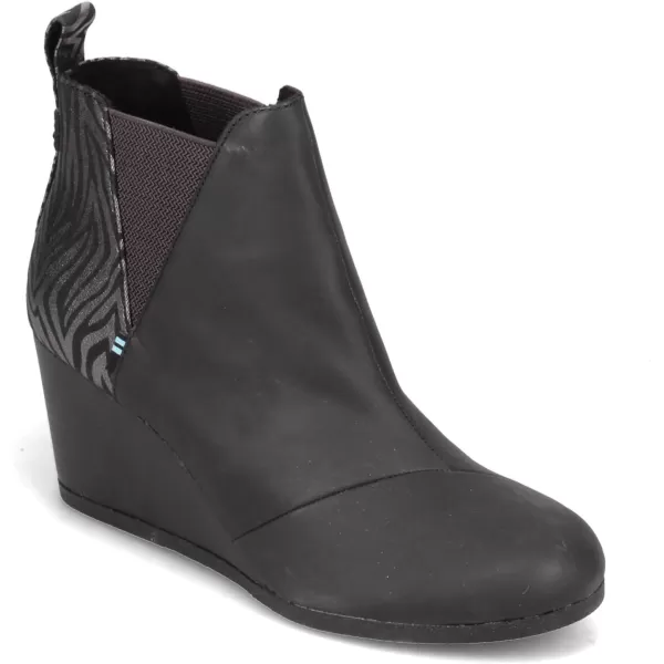 TOMS Womens Kelsey Ankle BootBlack LeatherZebra Shimmer