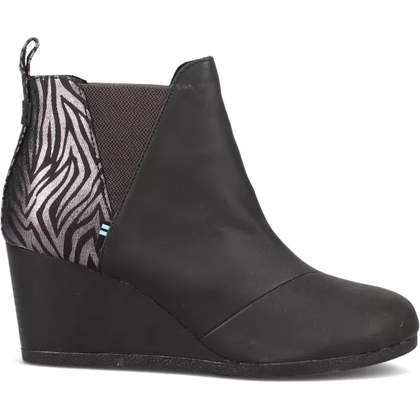 TOMS Womens Kelsey Ankle BootBlack LeatherZebra Shimmer