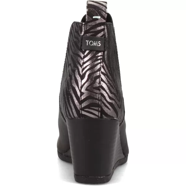 TOMS Womens Kelsey Ankle BootBlack LeatherZebra Shimmer