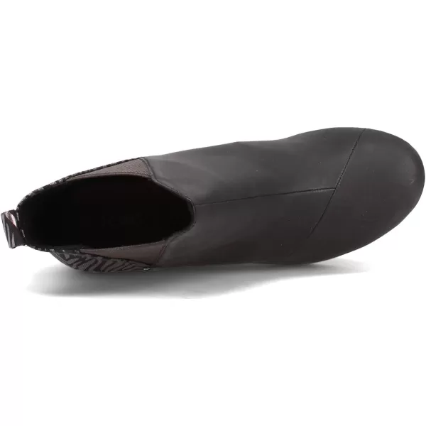 TOMS Womens Kelsey Ankle BootBlack LeatherZebra Shimmer