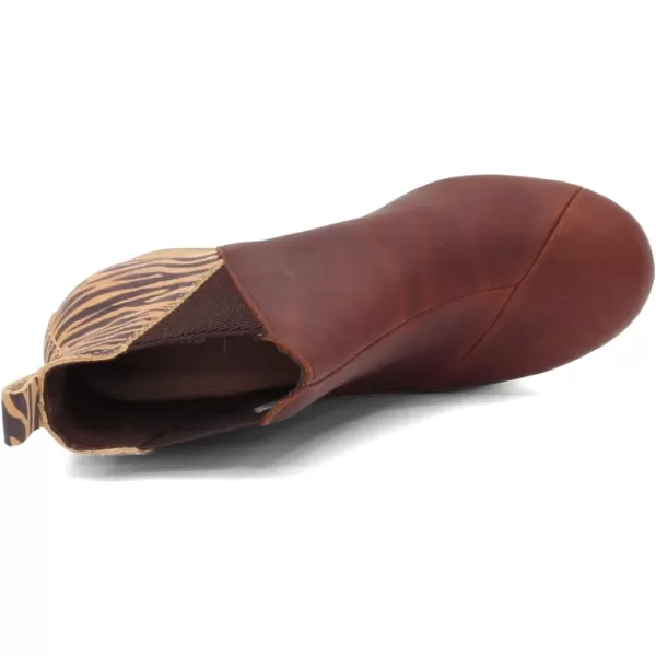 TOMS Womens Kelsey Ankle BootDark Brown LeatherZebra