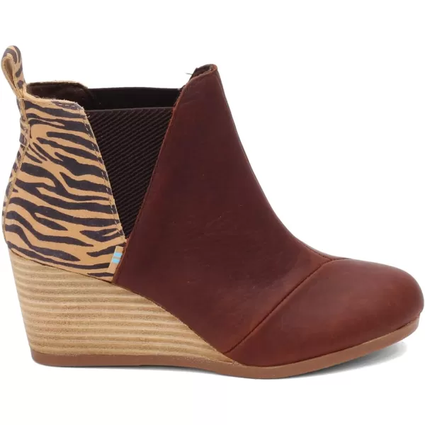 TOMS Womens Kelsey Ankle BootDark Brown LeatherZebra