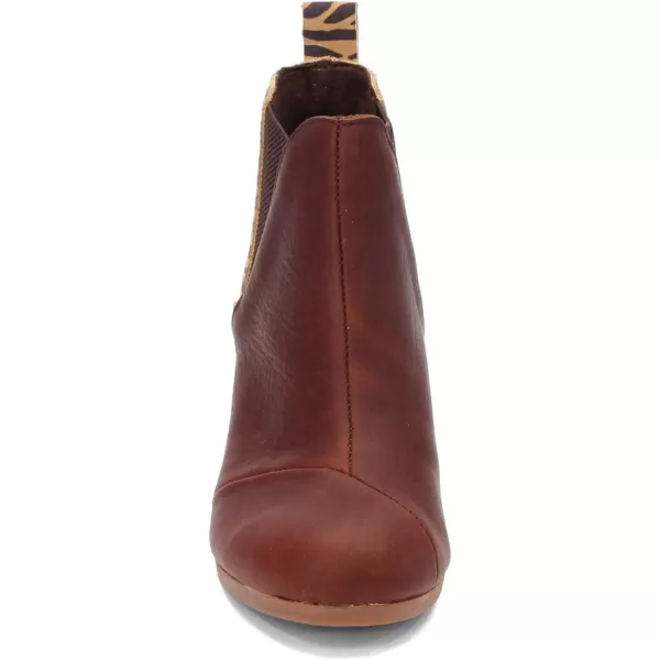 TOMS Womens Kelsey Ankle BootDark Brown LeatherZebra