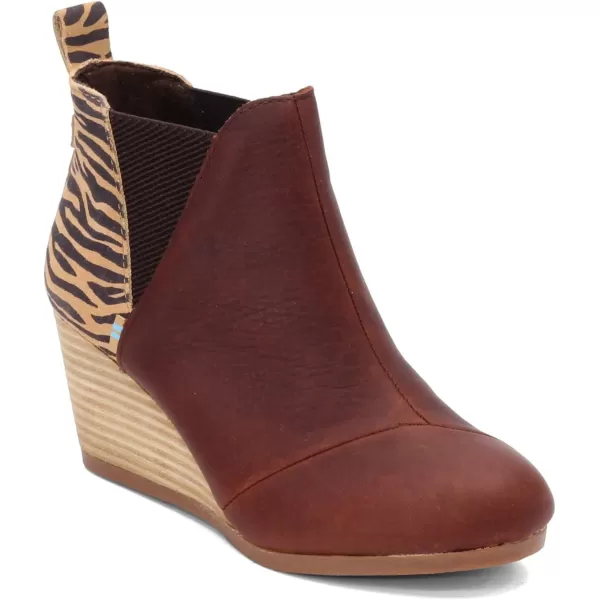 TOMS Womens Kelsey Ankle BootDark Brown LeatherZebra