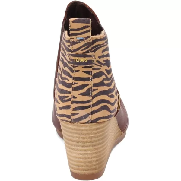 TOMS Womens Kelsey Ankle BootDark Brown LeatherZebra