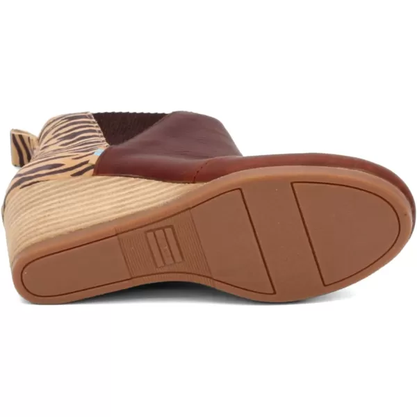 TOMS Womens Kelsey Ankle BootDark Brown LeatherZebra