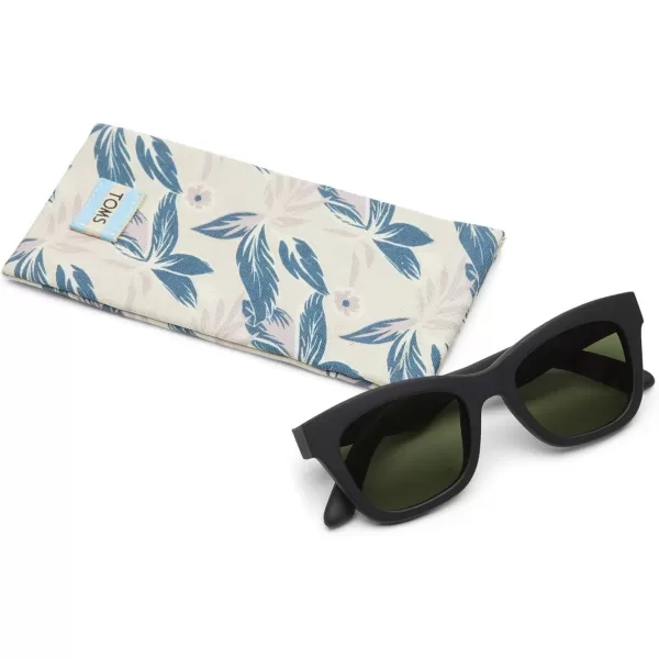TOMS Womens Rectangular SunglassesMatte BlackBottle Green