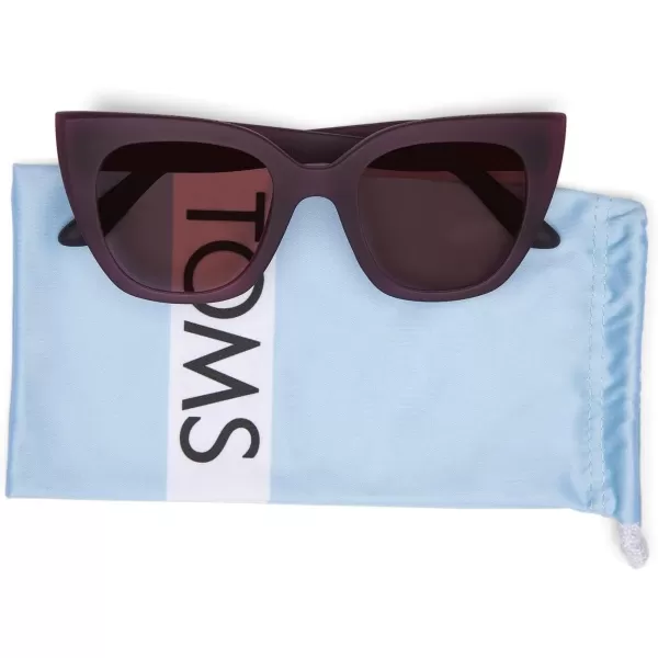 TOMS Womens Sydney Cat Eye SunglassesMatte Berry Crystal WSoft Touch FinishCruxite