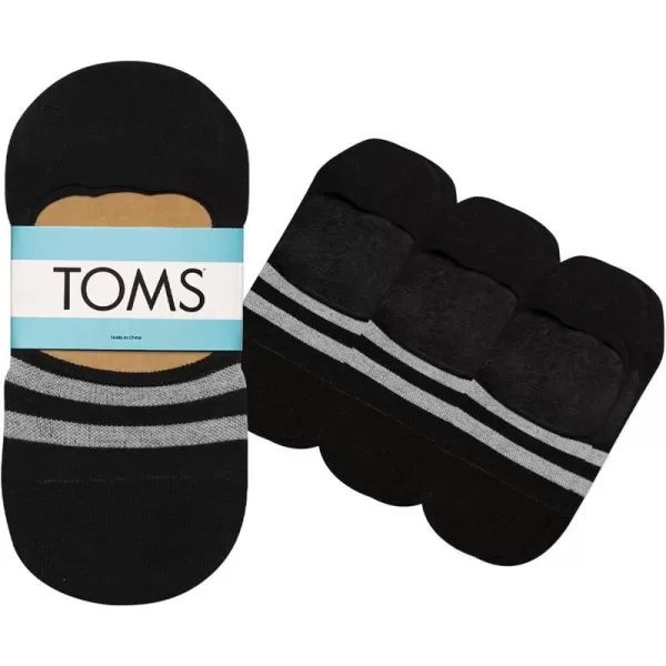 TOMS Classic No Show Socks NonSlip Low Cut Invisible Bundle MultiPair Solid and Printed Pattern PacksBlack 3pack